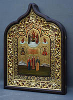 Фігурний кіот з внутрішньої позолоченою різьбленою рамою, фото 10