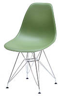 Стул Nik Chrom ML зеленый 31 на хромированных ножках, дизайн Eames DSR Eiffel Leg