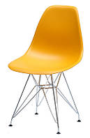 Стул Nik Chrom ML желтый 18 на хромированных ножках, дизайн Eames DSR Eiffel Leg