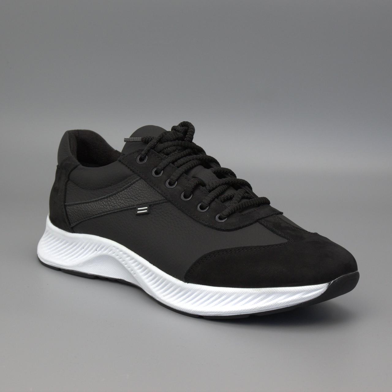 Кроссовки мужские кожаные черные матовые повседневные Rosso Avangard DolGa Run Monza Black Mate