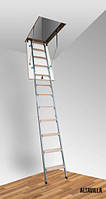 Комбинированная 4 секционная лестница на чердак 80х70см ALTAVILLA Termo H265см