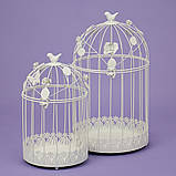 Декоративні білі клітини для птахів із металу, набір 2 шт. 45 см і 35 см. Весільний, святковий декор, фото 2