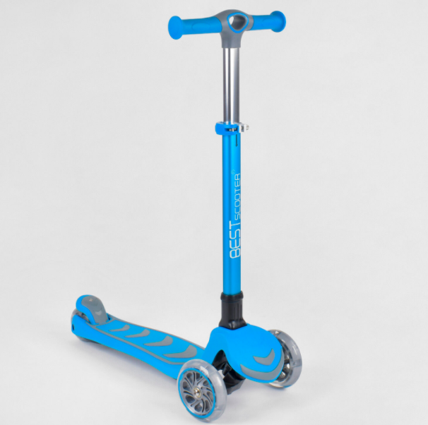 Триколісний дитячий самокат Best Scooter 38603 складаний алюмінієвий кермо блакитний