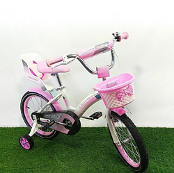 Дитячий велосипед для дівчаток з кошиком та кріслом для ляльки KIDS BIKE CROSSER-3 колеса 20 дюймів рожевий