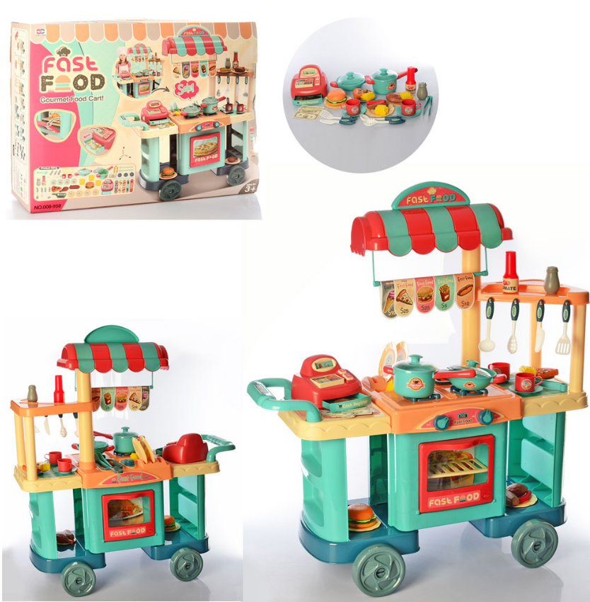 Детский игровой набор интерактивная кухня кафе на колесах, фото 1