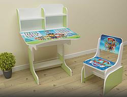 Дитяча парта шкільна растишка зі стільцем Щенячий Патруль 112, чорний