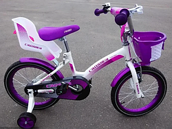 Дитячий велосипед для дівчаток з кошиком та кріслом для ляльки KIDS BIKE CROSSER-3 колеса 16 дюймів фіолетовий