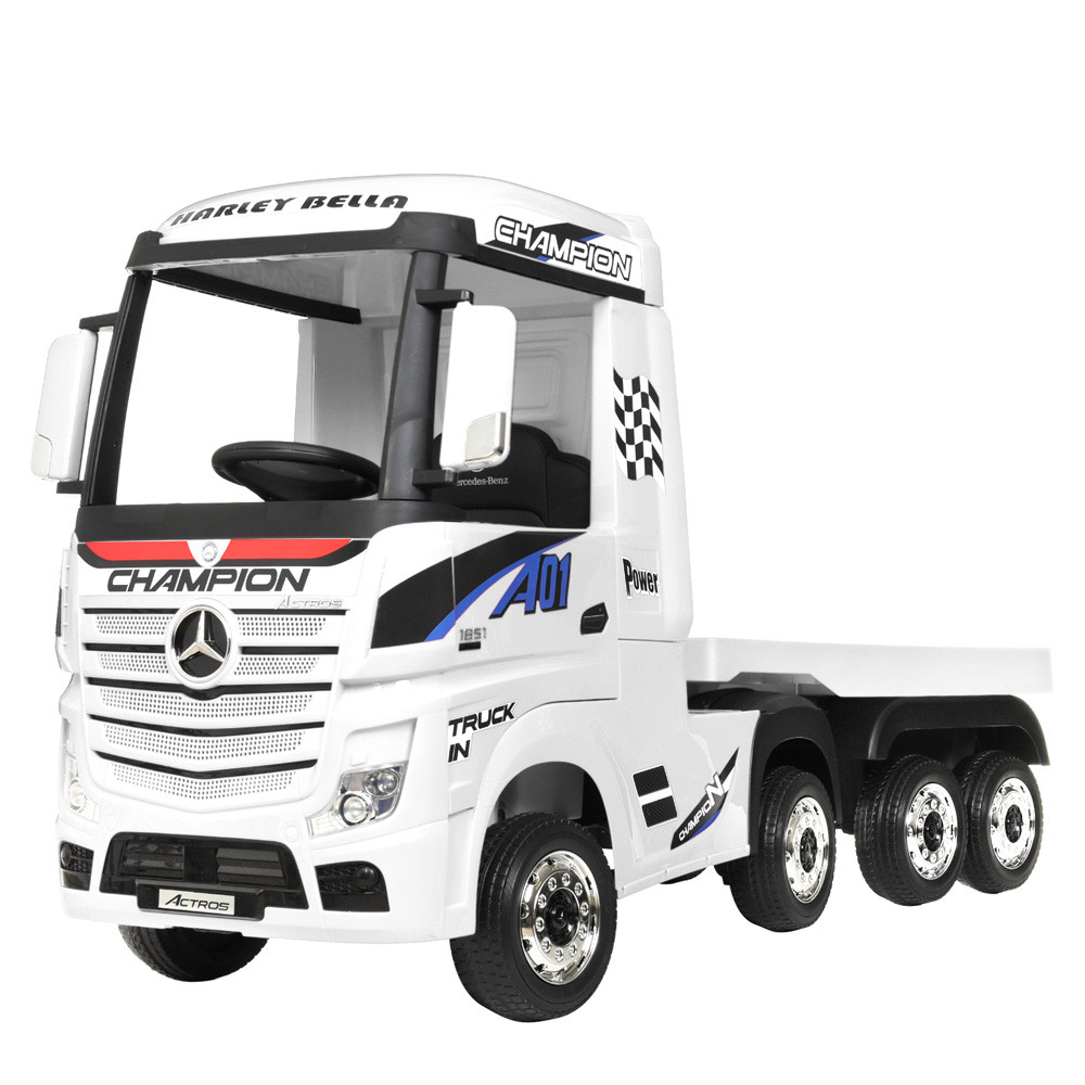 Дитячий електромобіль вантажівка з причепом Bambi Racer 4WD Мерседес M 4208EBLR-1(2) білий