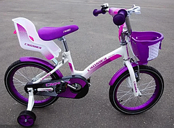 Дитячий велосипед для дівчинки KIDS BIKE CROSSER-3 колеса 18 дюймів із переднім кошиком і сидінням для ляльки