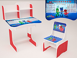 Дитяча парта зі стільчик растишка "Герої в масках" ,червона 029