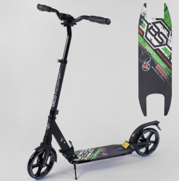 Самокат двоколісний алюмінієвий складаний Best Scooter з двома амортизаторами, фото 1