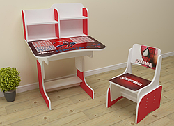 Дитяча парта шкільна растишка зі стільцем Людина Павук, червона 115