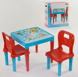 Дитячий пластиковий столик з двома стільчиками Bambi NEW TABLE-5 бежево-м'ятний