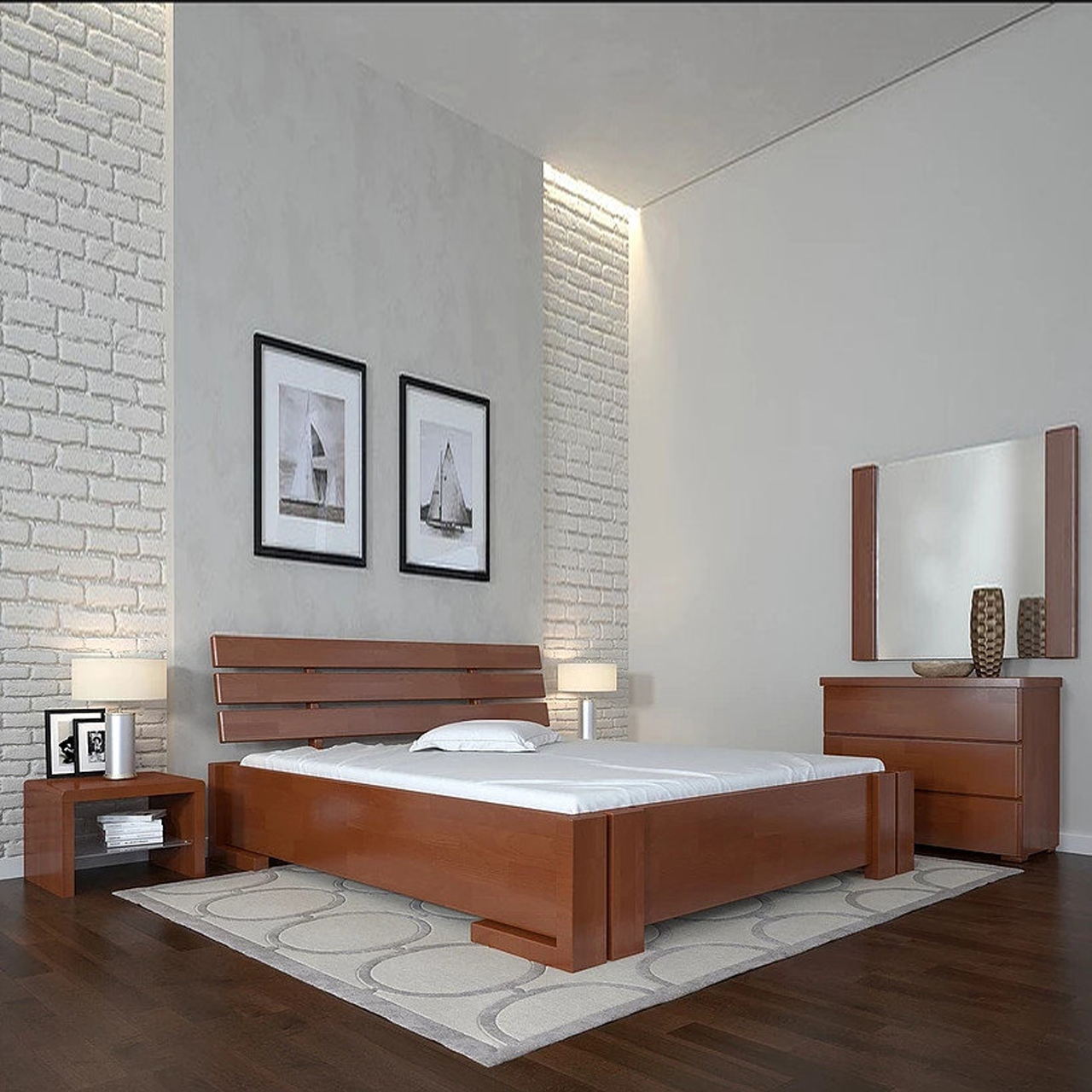 Ліжко дерев'яне двоспальне Доміно 1400х2000, щит сосни