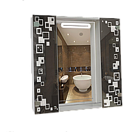 Шкаф-зеркало с LED подсветкой (80*80*14см) ШК816