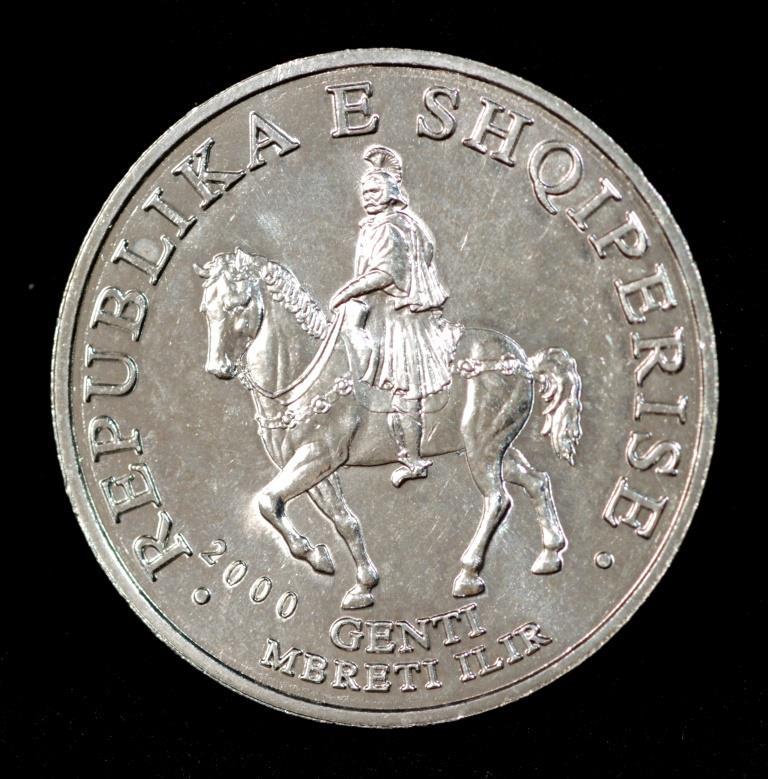 Монета Албанії  50 лек 1996-2000 рр Цар Гентій на коні, фото 1