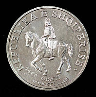 Монета Албанії  50 лек 1996-2000 рр Цар Гентій на коні