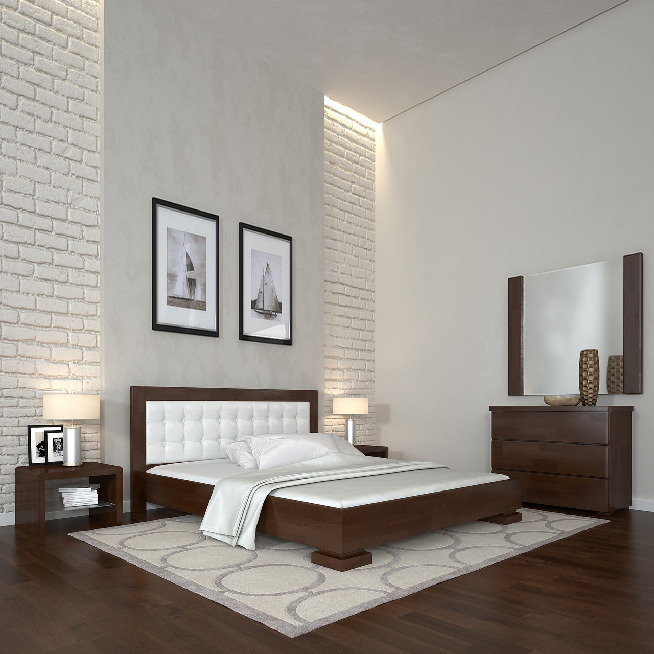 Ліжко дерев'яне двоспальне Монако 1400х2000, щит сосни