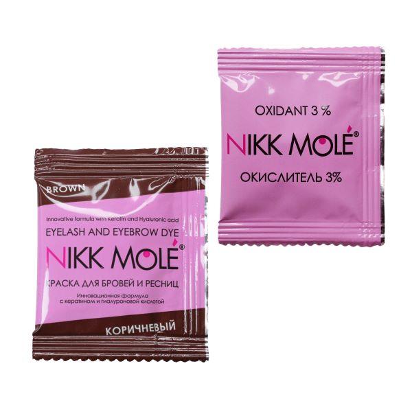 Nikk Mole. Фарба для брів у саше по 5 мл + кремовий окислювач 3% у саші 5мл.