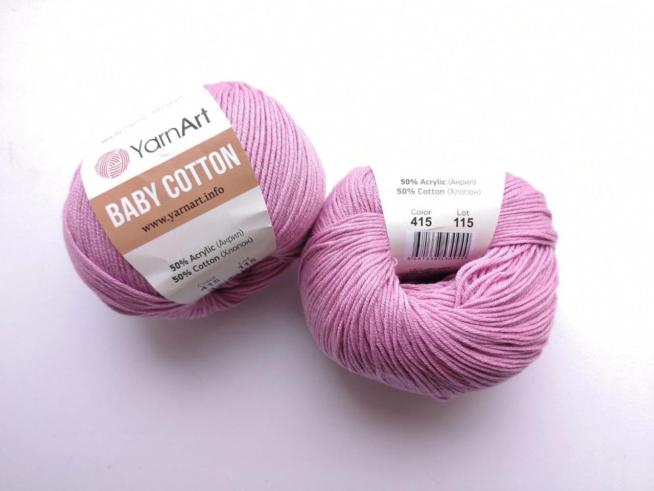 Пряжа  Бебі Коттон Ярнарт Baby Cotton YarnArt (RAM) колір 415 рожевий, 1 моток 50г