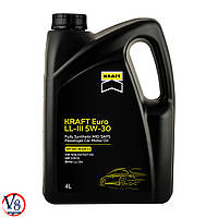 Моторна олива KRAFT Euro LL-III 5W-30 синтетична SN VW 504.00/507.00 MB 229.51 BMW LL-04 (708433) 4л