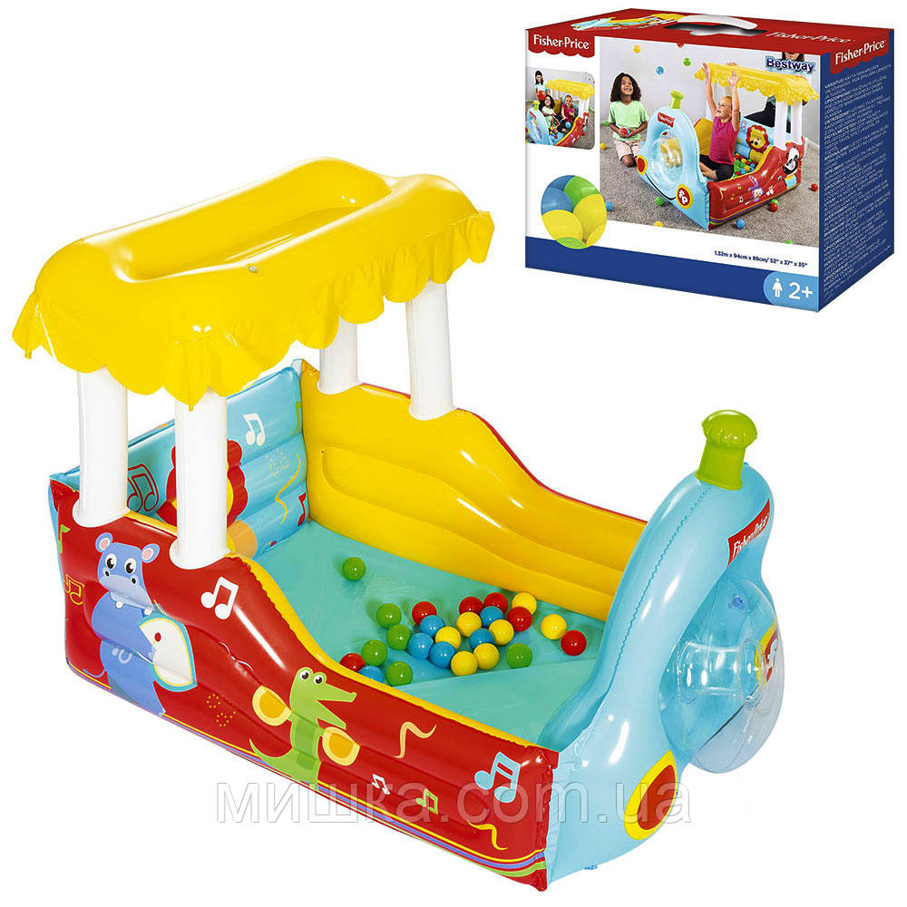 Дитячий тематичний ігровий центр-басейн 132*94*89 см "Паровоз" із навісом, кульки 25 шт.  Bestway 93537, фото 1