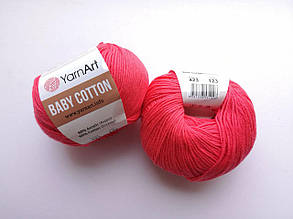 Пряжа  Бебі Коттон Ярнарт Baby Cotton YarnArt (RAM) колір 423 малина, 1 моток 50г