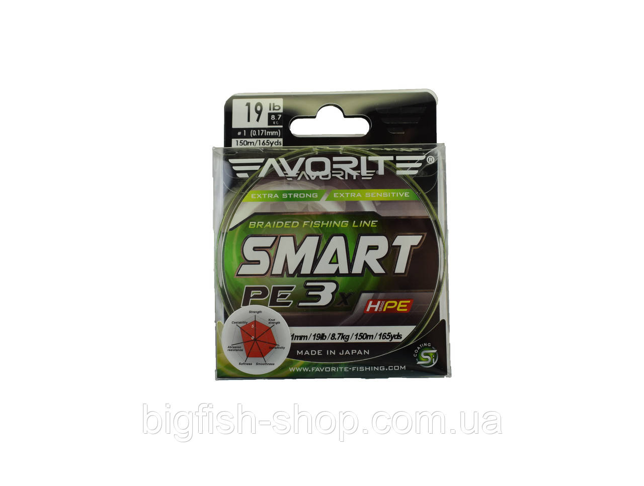 Шнур Favorite Smart PE 3x 0.104 мм. (салатовий)
