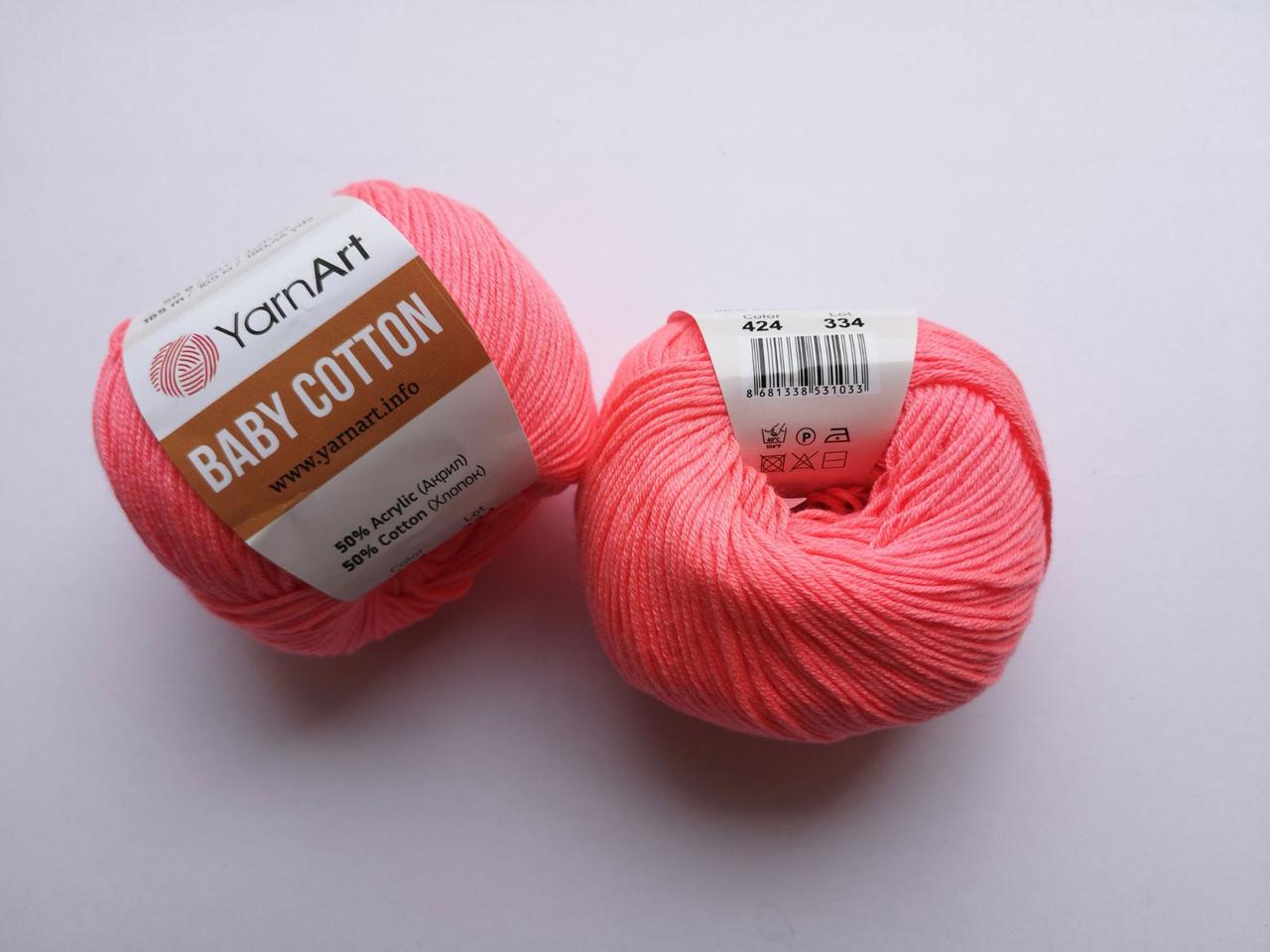 Пряжа  Бебі Коттон Ярнарт Baby Cotton YarnArt (RAM) колір 424 ягідний мікс, 1 моток 50г, фото 1
