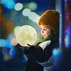 Сенсорна настільна лампа RGB, з USB, Місяць Magic 3D Moon / Настільний нічник на дерев'яній підставці, фото 7