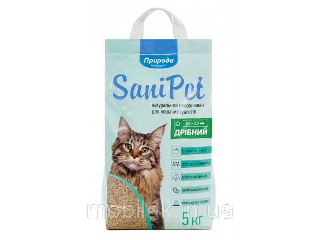 Наповнювач бентонітовий SANI PET дрібний 5кг ТМ ПРИРОДА