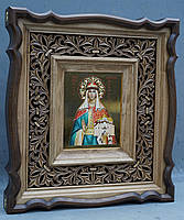 Фігурний кіот з внутрішньої різьбленою дерев'яною рамою, фото 10