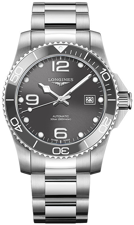 Чоловічі годинники LONGINES L3.781.4.76.6 Hydro Conquest 41 mm Grey Dial Automatic Ceramics