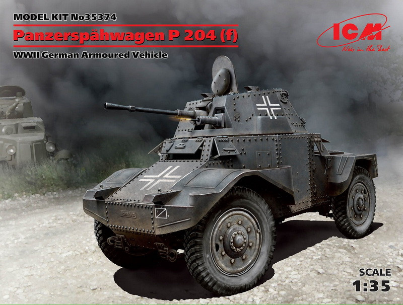 Пластикова модель 1/35 ICM 35374 француський бронеавтомобіль Panzerspähwagen P 204 (f) German Armoured Vehicle, фото 1
