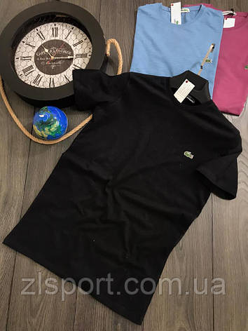 Чоловіча трикотажна чорна футболка Lacoste, Туреччина, фото 2