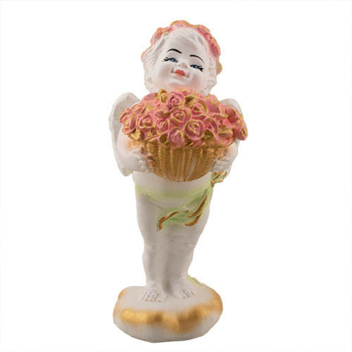 Статуетка Ангелик із кошиком кольоровий (гіпс) AN0726-5(G), фото 1