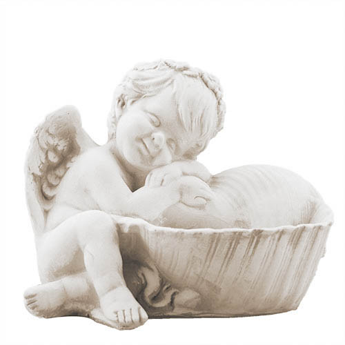 Статуетка Ангелик із ракушкою пісочний (гіпс) AN0708-7(G), фото 1