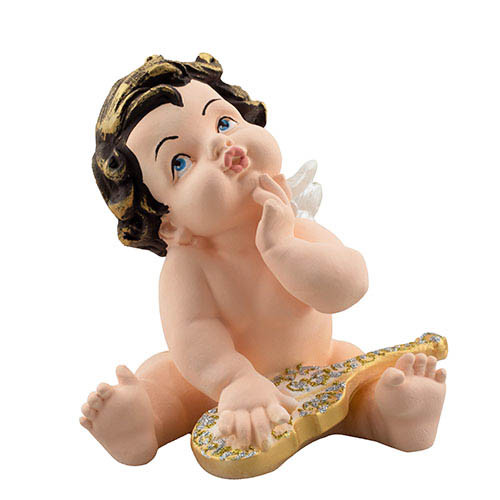 Статуетка Ангелик з гітарою кольоровий (гіпс) AN0714-1(G), фото 1