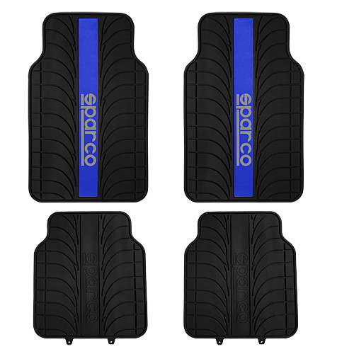 Килими гумові універсальні чорні SPARCO синя смужка комплект 164016