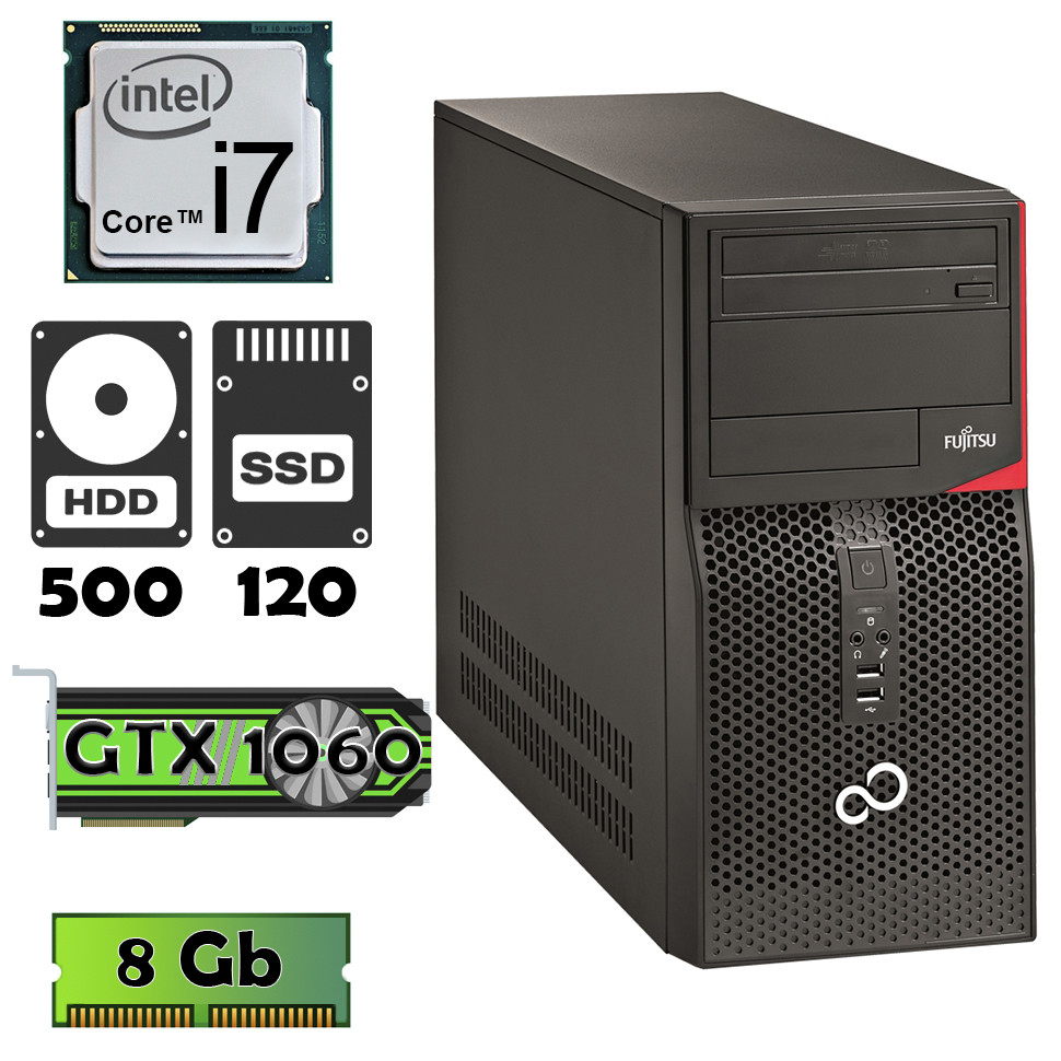 Fujitsu P420 (i7 4770 • GTX1060 3Gb • 8Gb • 500Gb • ssd 120Gb) БУ