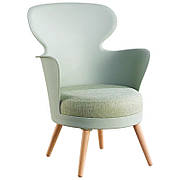 Стілець-крісло для відпочинку в скандинавському стилі пластиковий на букових ніжках з м'яким сидінням Armin ,колір зелений 45