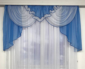Ламбрекени на вікна, ламбрекени в залу, ламбрекени у вітальню Блакитний (L-K2-29)