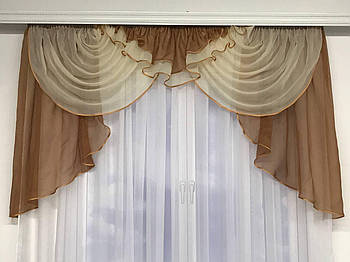 Ламбрекени на маленькі вікна, ламбрекени у вітальню Кавовий (L-K2-13)