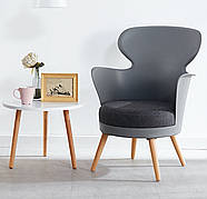 Стілець-крісло в скандинавському стилі пластиковий на букових ніжках з м'яким сидінням Armin ,сірий 16