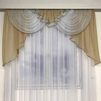 Ламбрекени на вікна, ламбрекени в кімнату, ламбрекени в залу Бежевий (L-K2-25)