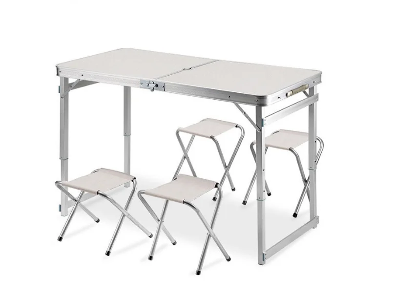 Стіл і стільці для пікніка з посиленими ніжками Білий, фото 1