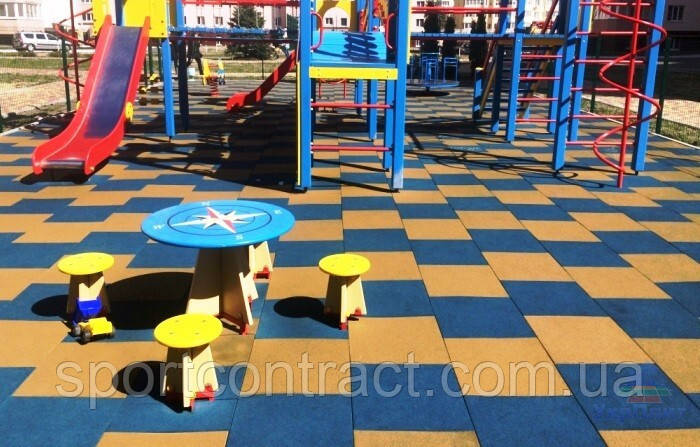 Резиновая плитка 500мм*500мм H=12мм для детских площадок фитнесс клубов спортзал резиновое покрытие - фото 4 - id-p1266127789