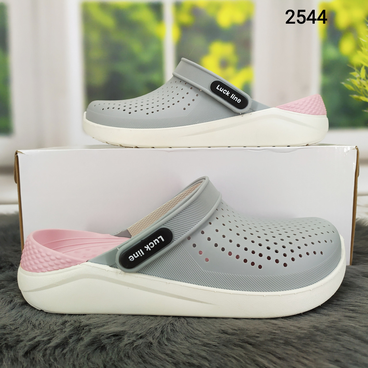 Сабо крокси жіночі сірі Luck Line силіконові