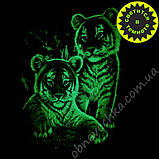Зріст 140-146 - Світлонакопичувальна дитяча футболка "Тигрята" (жовтий) для дітей та підлітків, хлопців та дівчат, принт світиться, фото 2