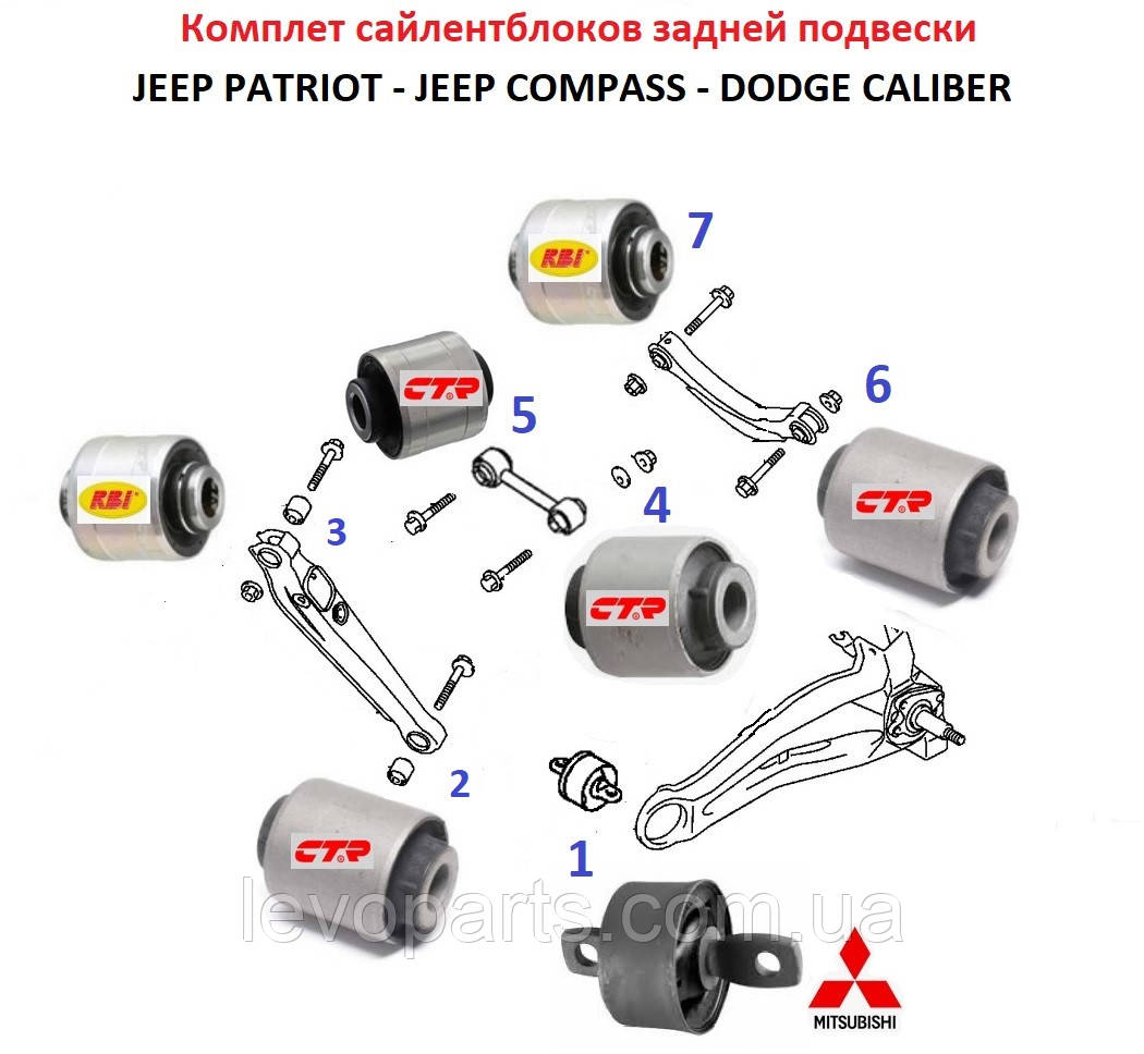 Сайлентблоки задньої підвіски Jeep Compass (MK) Patriot (Джип Компас Патріот)